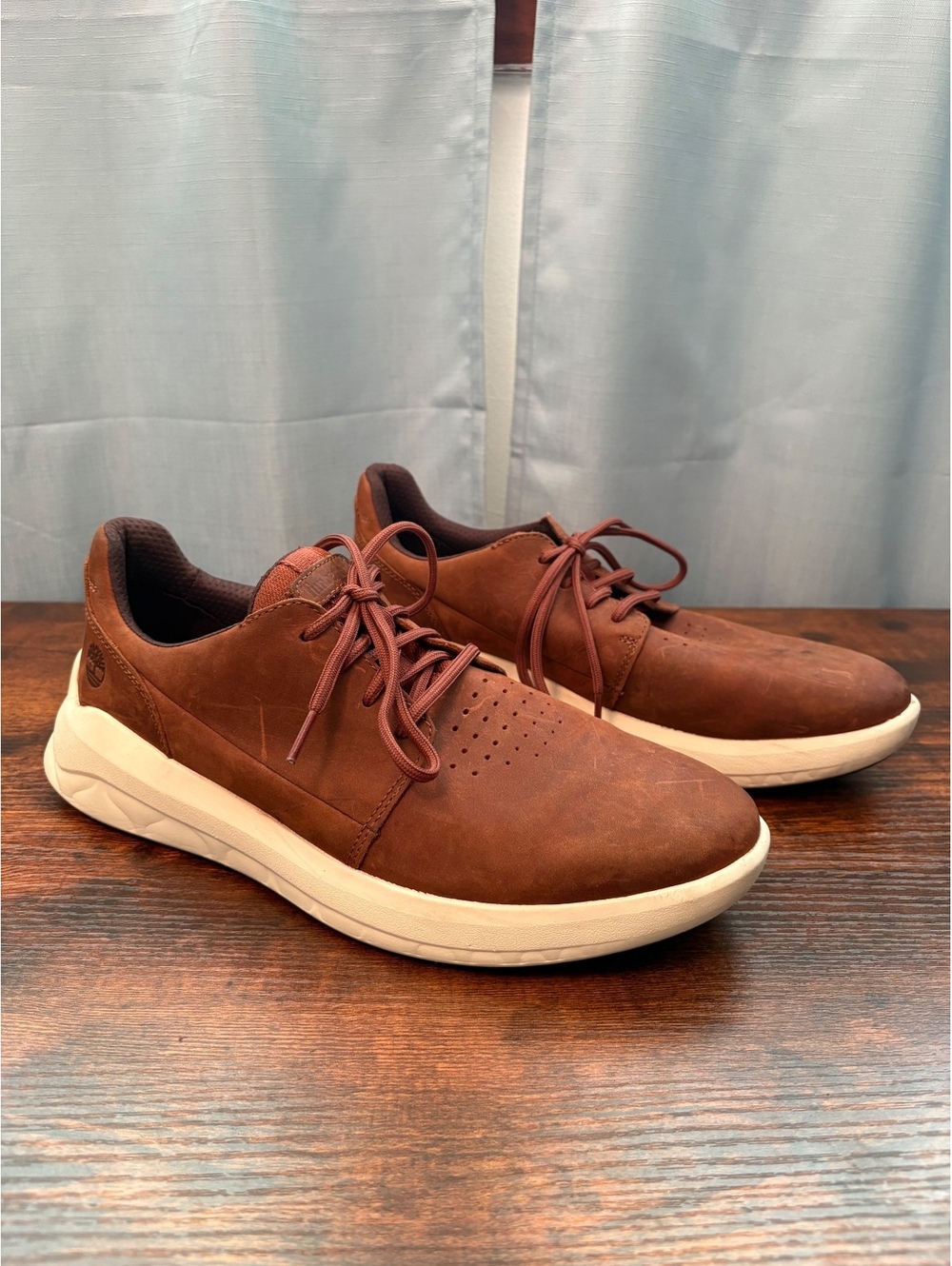 Timberland Men’s Brown Leather Casual Sneakers Size 8.5 A2GY8